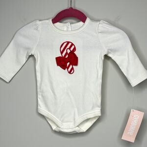 Gymboree Candy Cane Long Sleeve Bodysuit Size 0-3 Mon. NEW Christmas Holiday